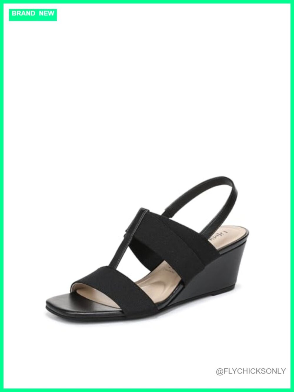 LifeStride Sweet Wedge Sandal Womens Slingback Open Toe Faux Leather 2 3/8-Inch